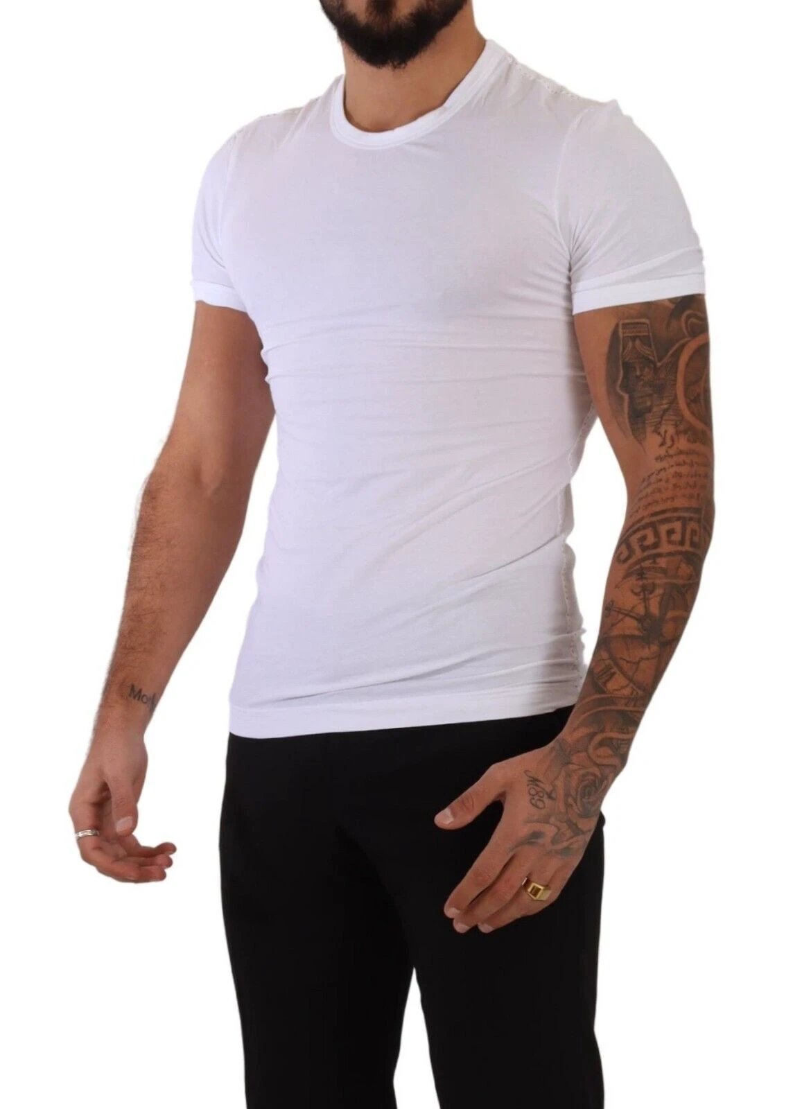 Dolce & Gabbana White Round Neck Cotton Stretch T-shirt Underwear by Dolce & Gabbana