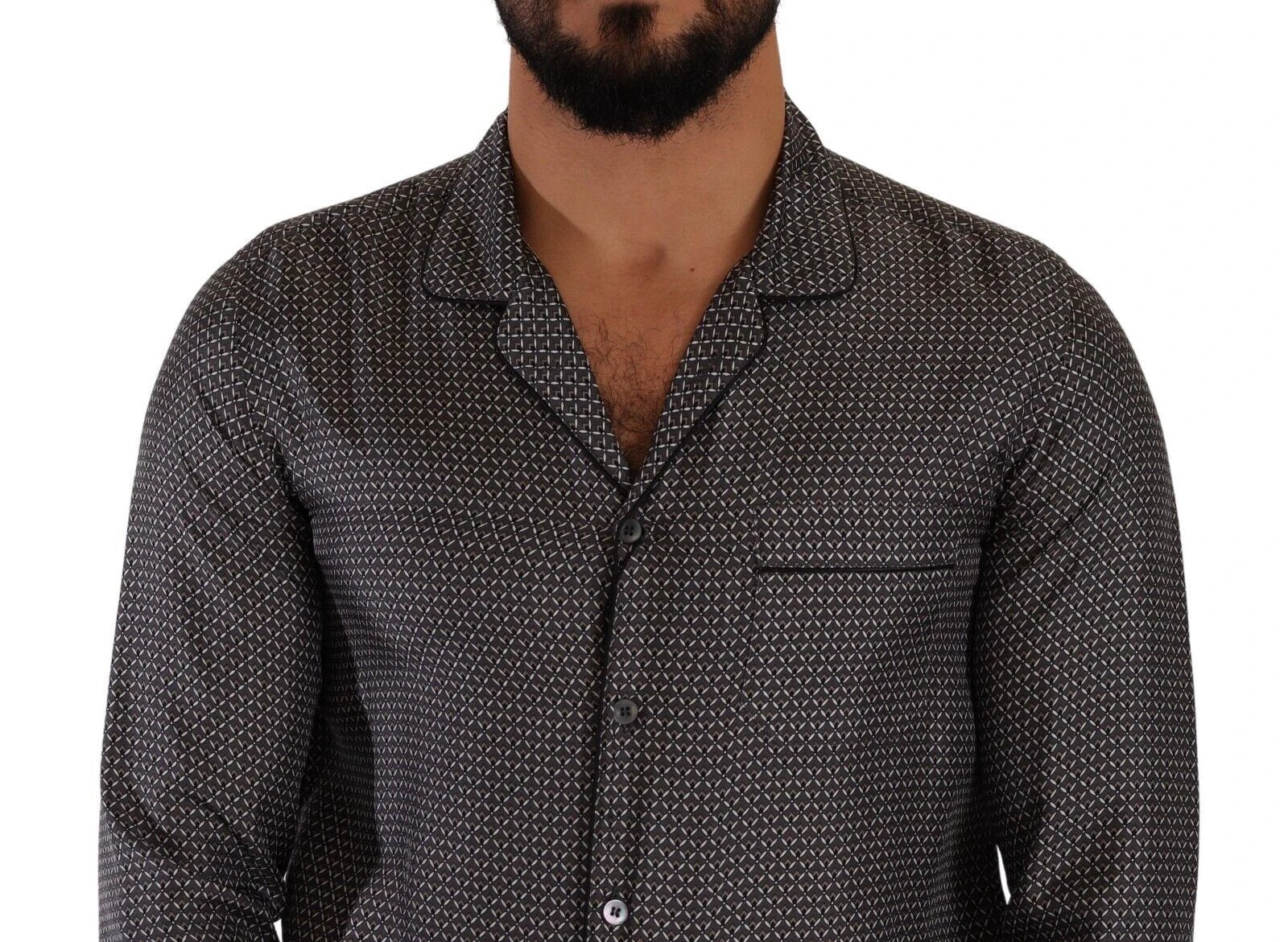 Dolce & Gabbana Gray Fantasy Pattern Pajama Top Mens Shirt by Dolce & Gabbana