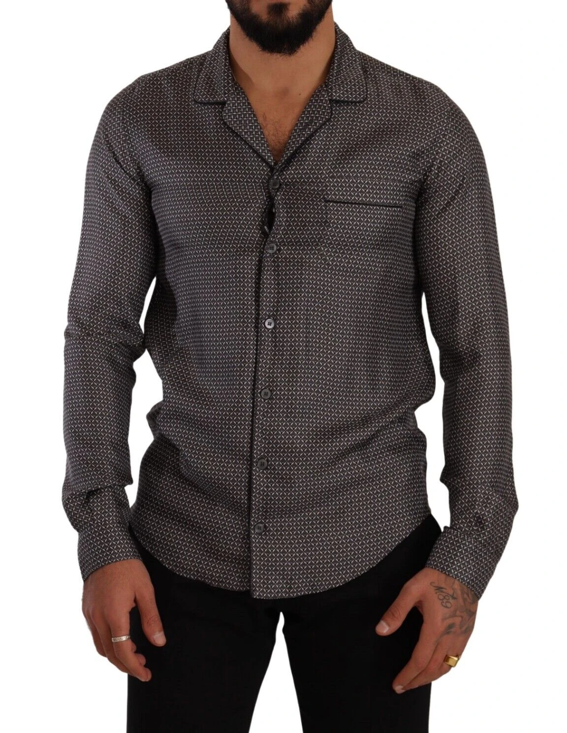 Dolce & Gabbana Gray Fantasy Pattern Pajama Top Mens Shirt by Dolce & Gabbana