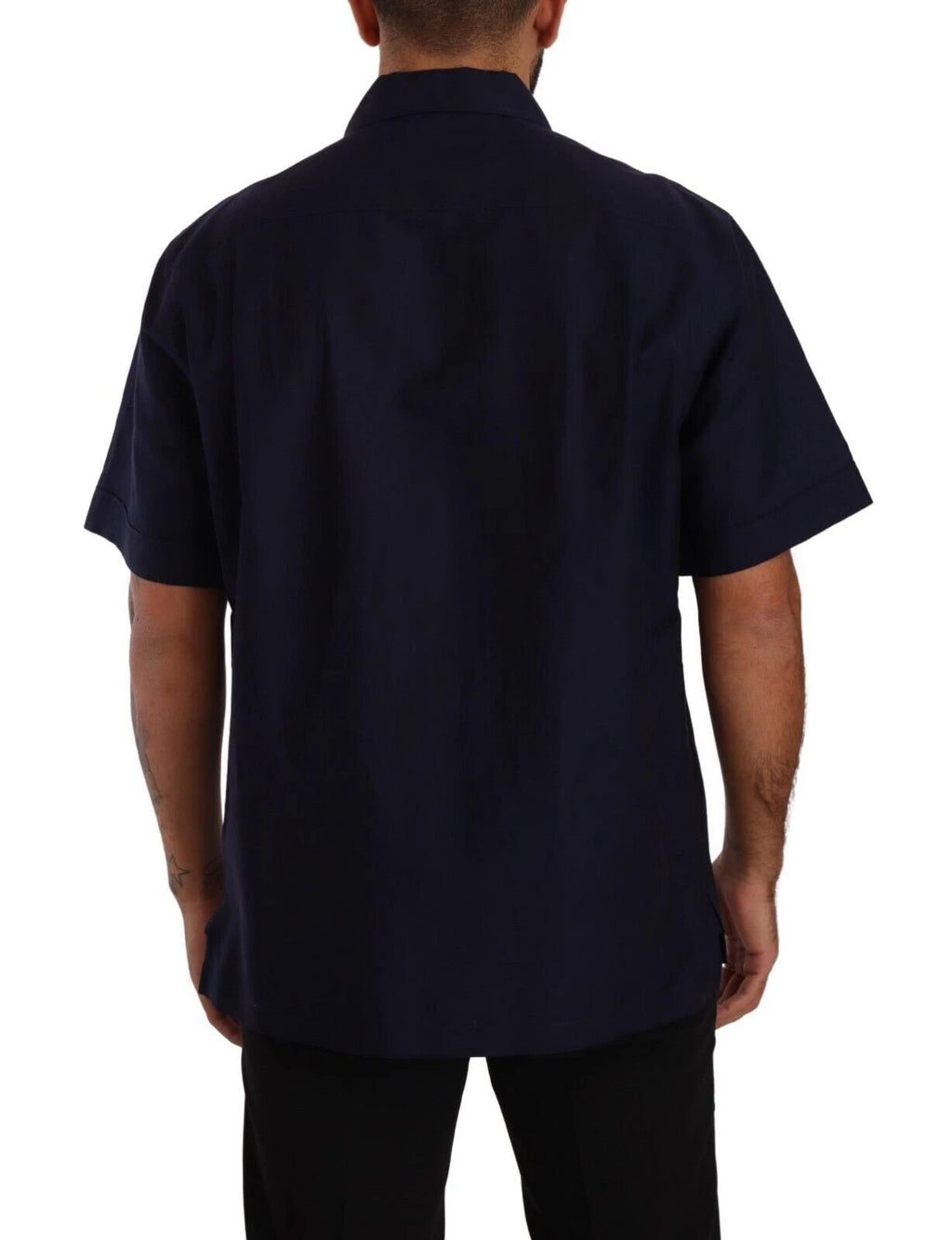 Dolce & Gabbana Navy Blue Button Down Short Sleeves Shirt by Dolce & Gabbana