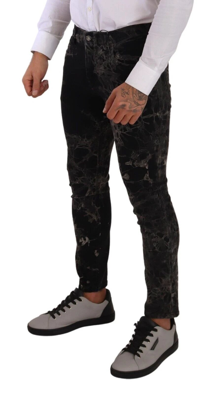 Dolce & Gabbana Black Patterned Skinny Slim Fit Jeans by Dolce & Gabbana