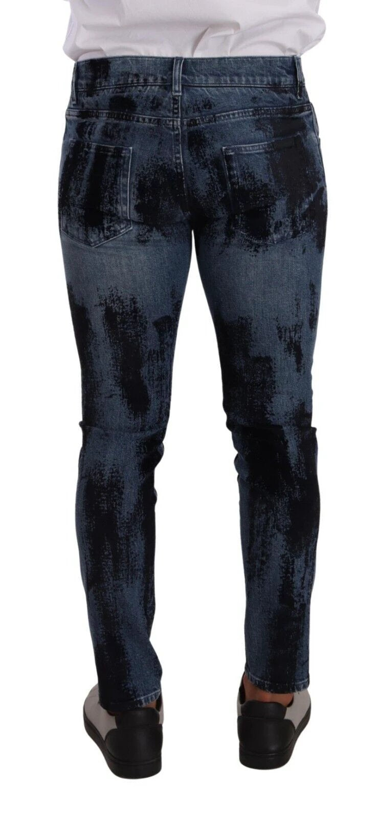 Dolce & Gabbana Blue Black Cotton Skinny Denim Jeans by Dolce & Gabbana