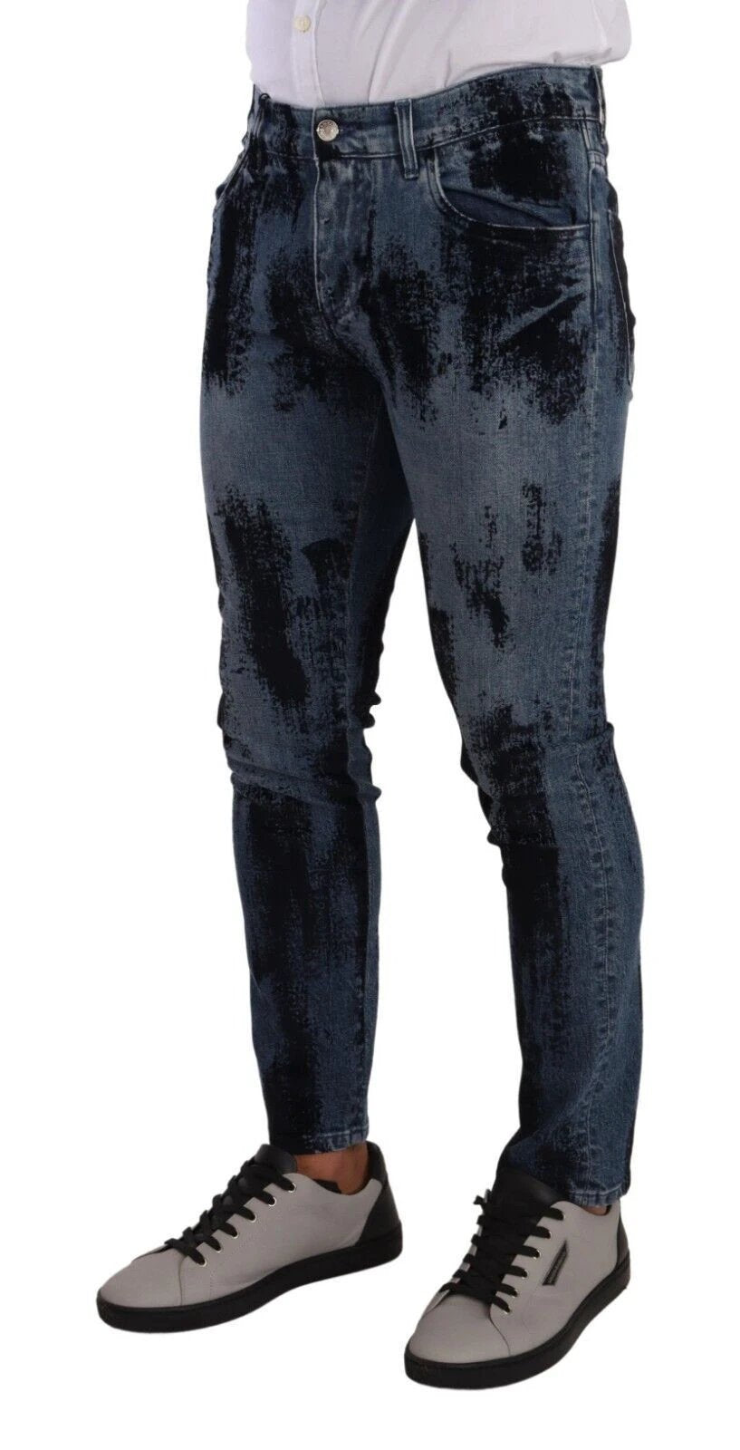 Dolce & Gabbana Blue Black Cotton Skinny Denim Jeans by Dolce & Gabbana