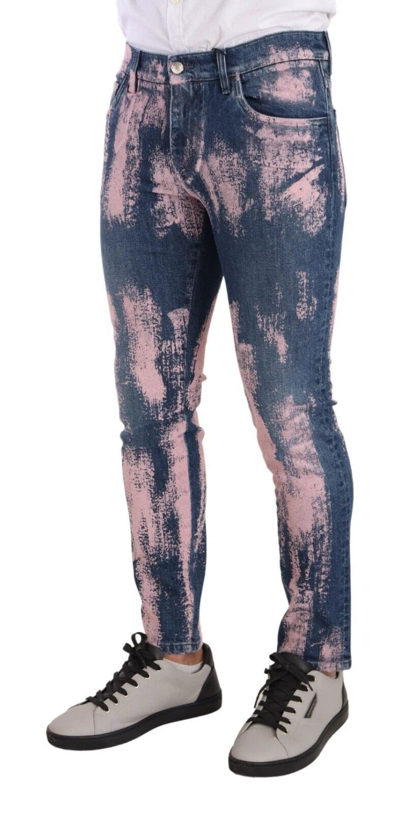 Dolce & Gabbana Blue Pink Tie Dye Cotton Skinny Denim Jeans by Dolce & Gabbana