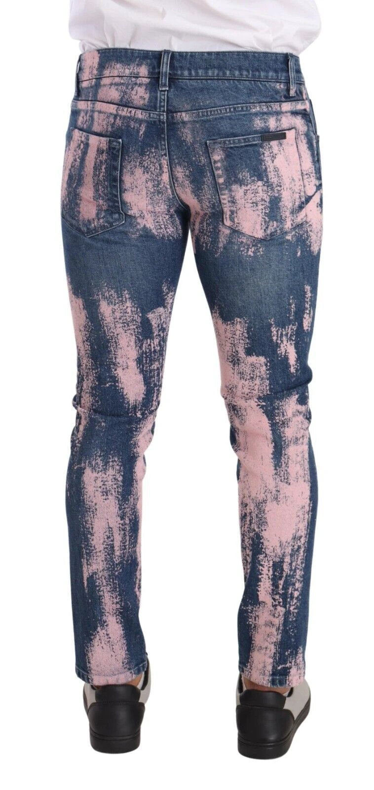 Dolce & Gabbana Blue Pink Tie Dye Cotton Skinny Denim Jeans by Dolce & Gabbana