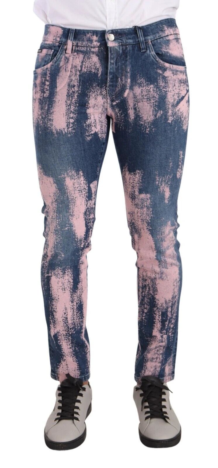 Dolce & Gabbana Blue Pink Tie Dye Cotton Skinny Denim Jeans by Dolce & Gabbana