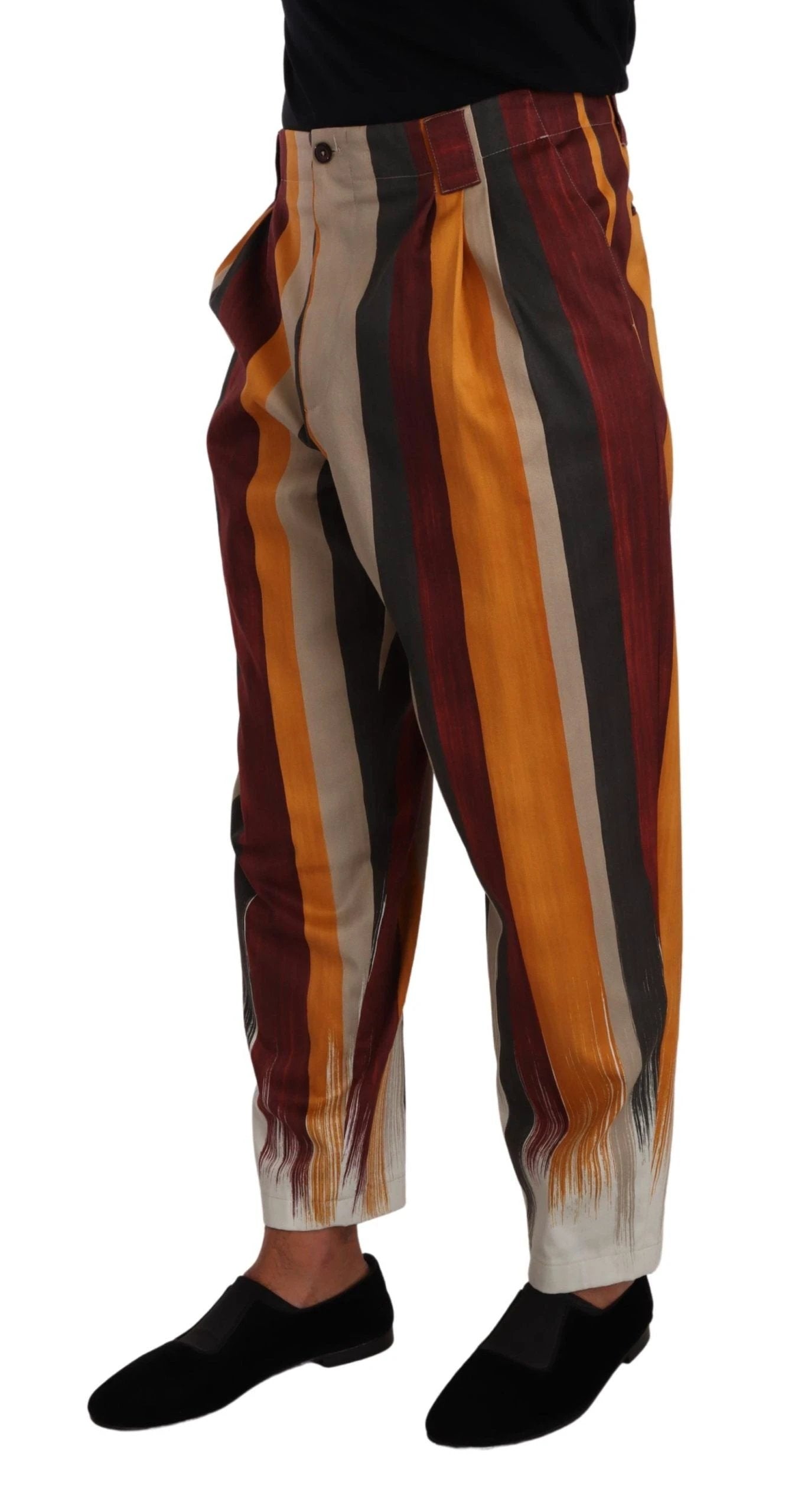 Dolce & Gabbana Multicolor Striped Cotton Tapered Trouser Pants by Dolce & Gabbana