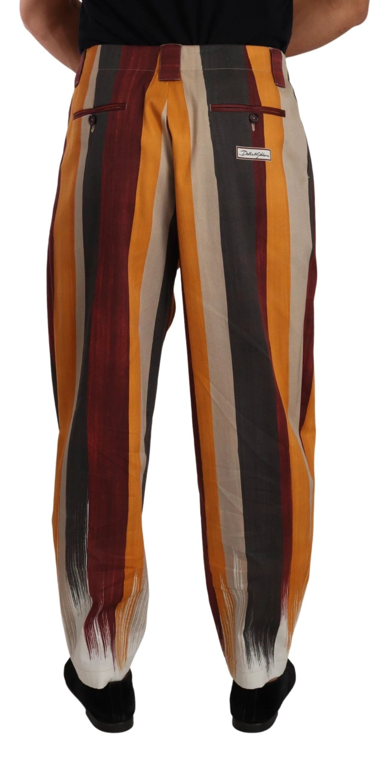Dolce & Gabbana Multicolor Striped Cotton Tapered Trouser Pants by Dolce & Gabbana