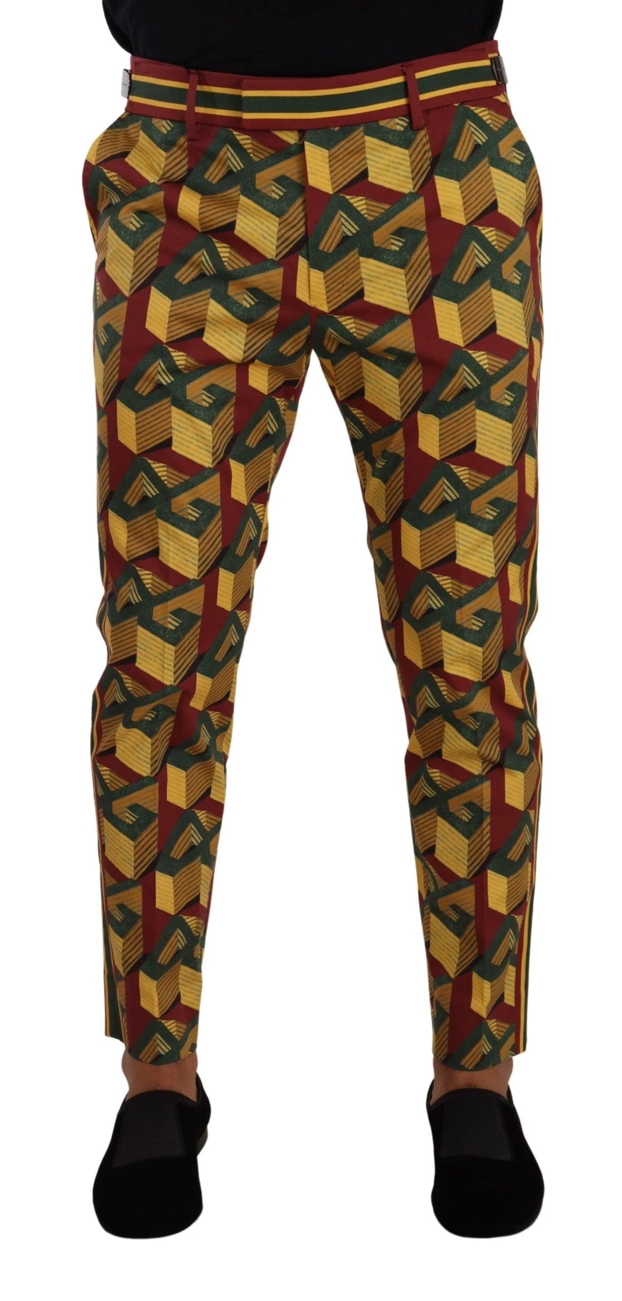 Dolce & Gabbana Multicolor Logo Mania Cotton Tapered Trouser Pants by Dolce & Gabbana
