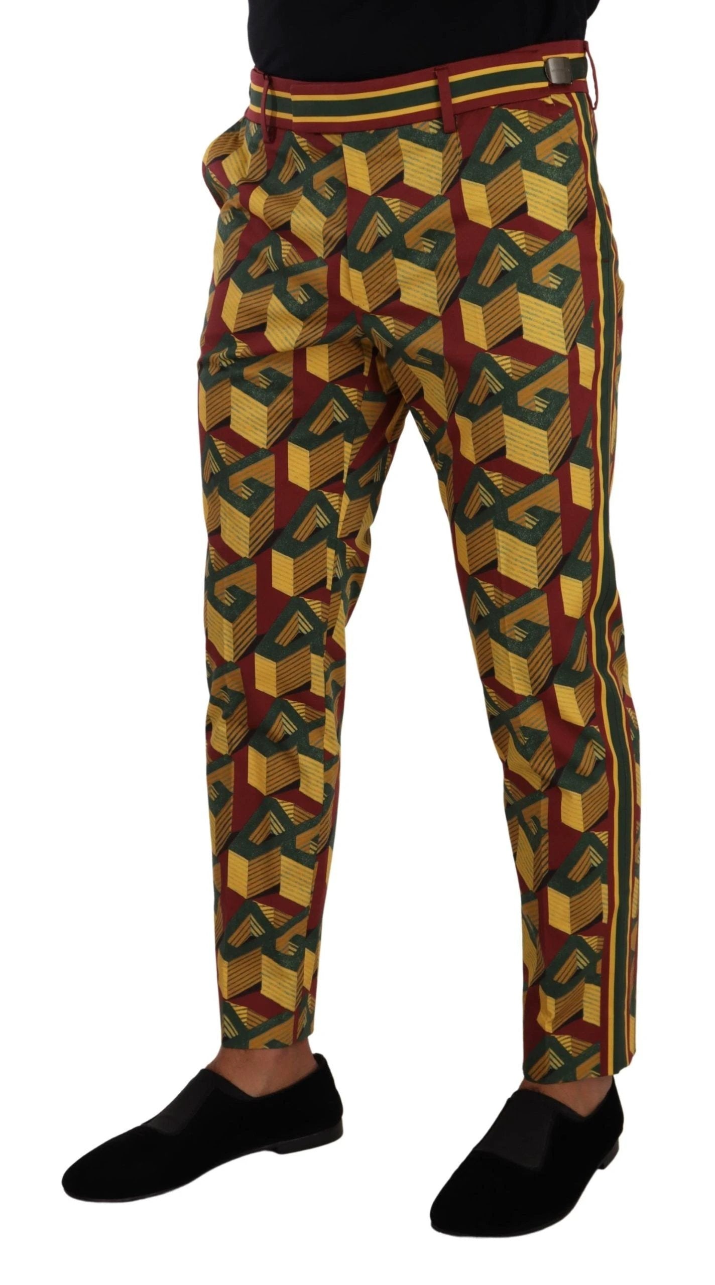 Dolce & Gabbana Multicolor Logo Mania Cotton Tapered Trouser Pants by Dolce & Gabbana