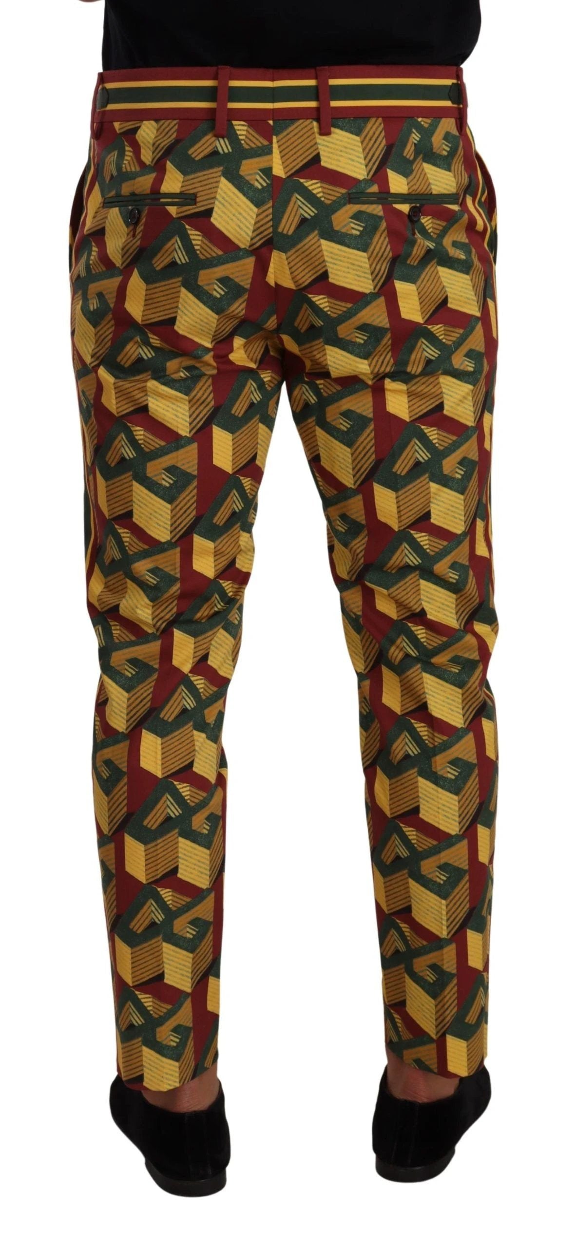 Dolce & Gabbana Multicolor Logo Mania Cotton Tapered Trouser Pants by Dolce & Gabbana