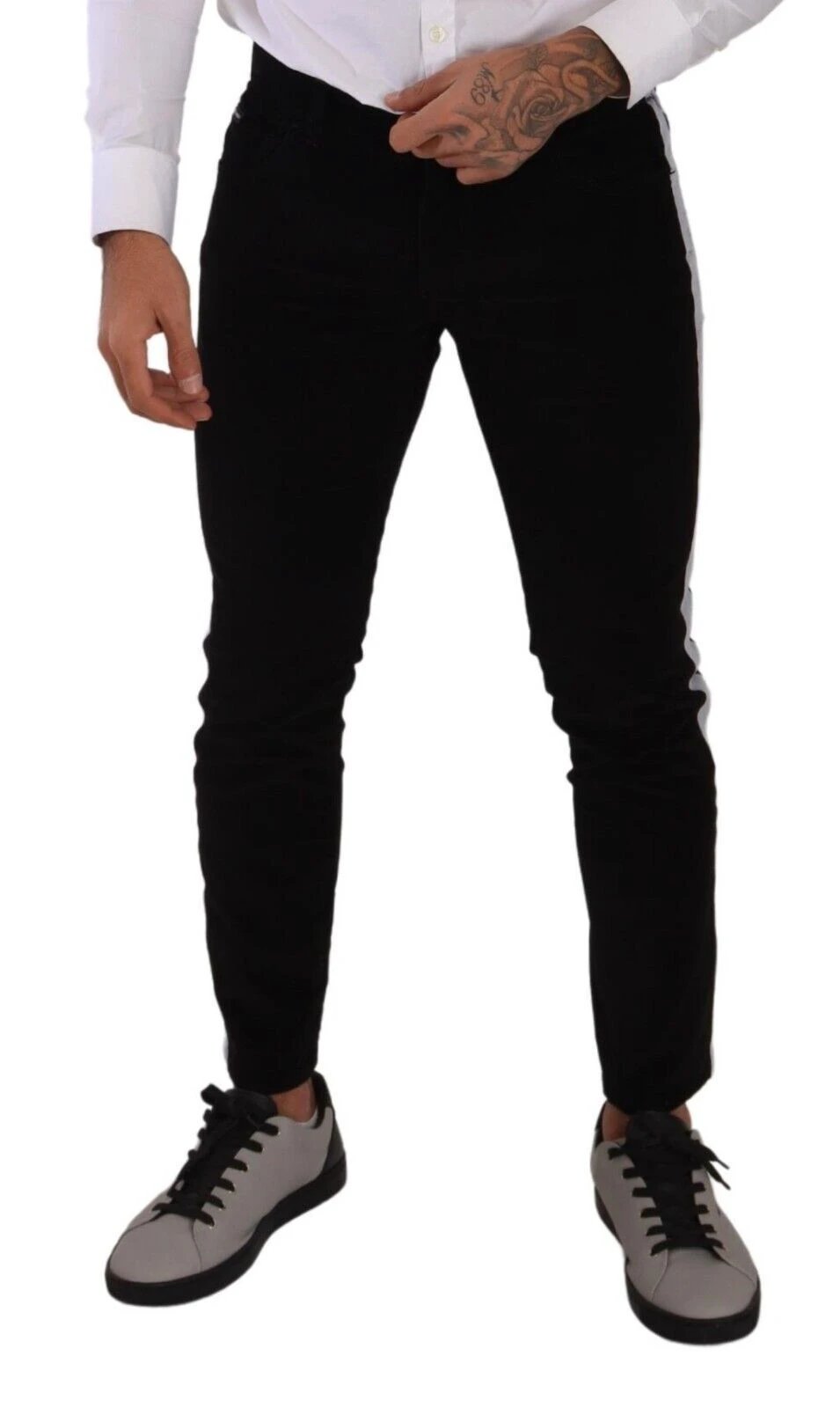 Dolce & Gabbana Black Cotton Stretch Skinny Corduroy Jeans by Dolce & Gabbana