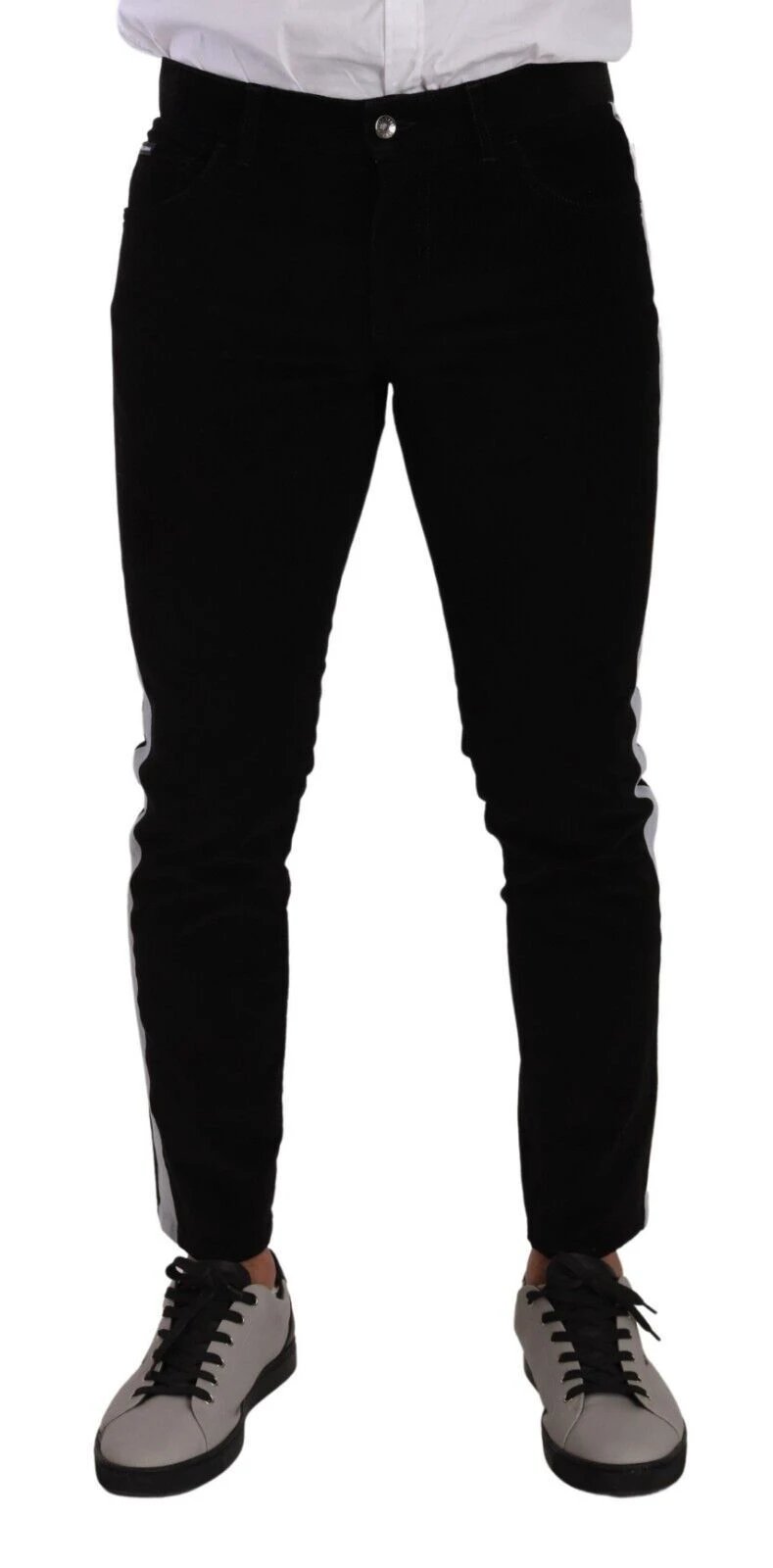 Dolce & Gabbana Black Cotton Stretch Skinny Corduroy Jeans by Dolce & Gabbana