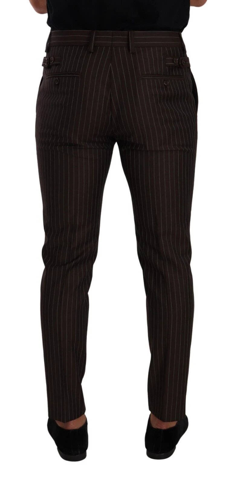 Dolce & Gabbana Brown Striped Wool Formal Trouser Dress Pants by Dolce & Gabbana