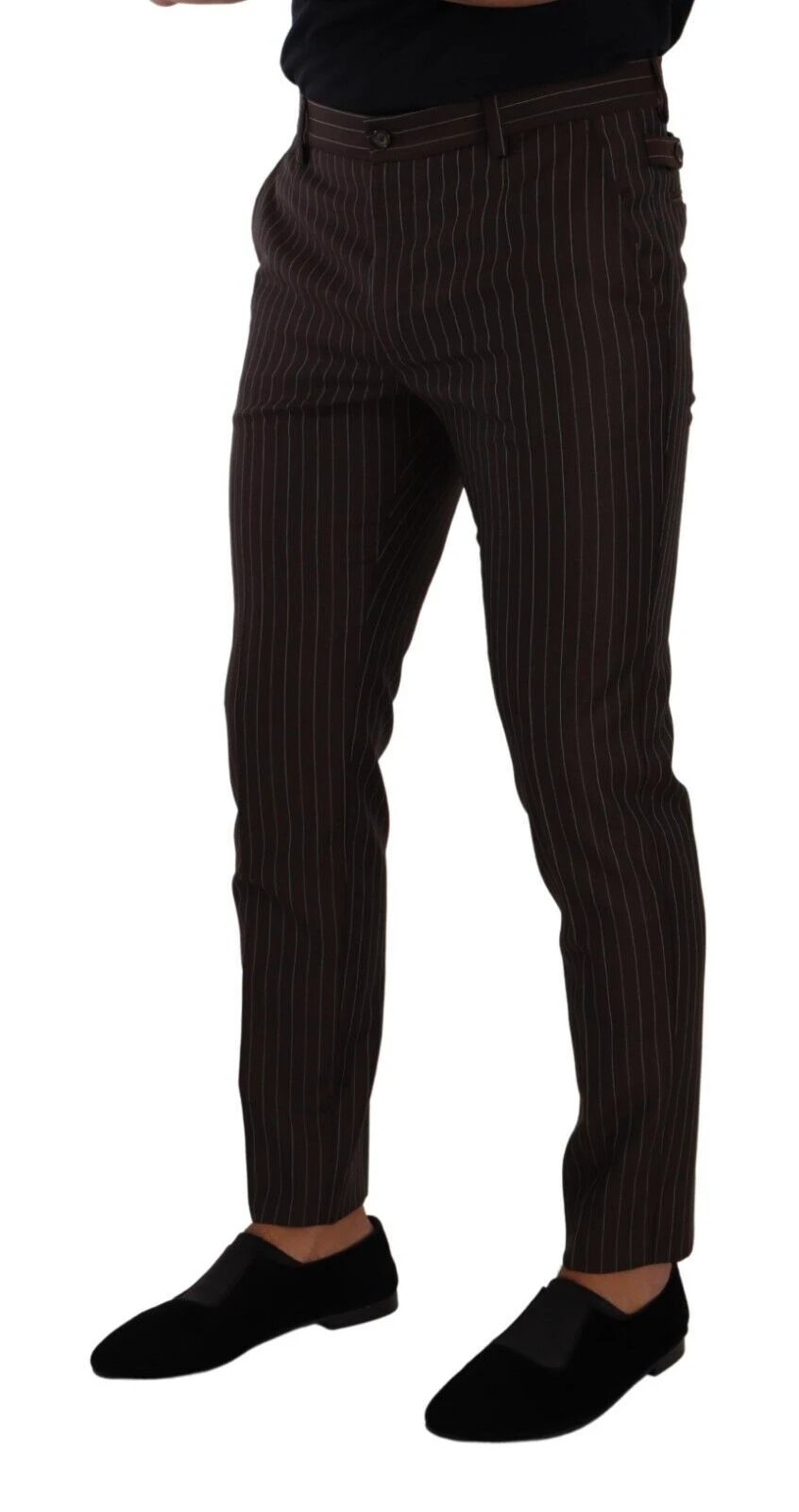 Dolce & Gabbana Brown Striped Wool Formal Trouser Dress Pants by Dolce & Gabbana