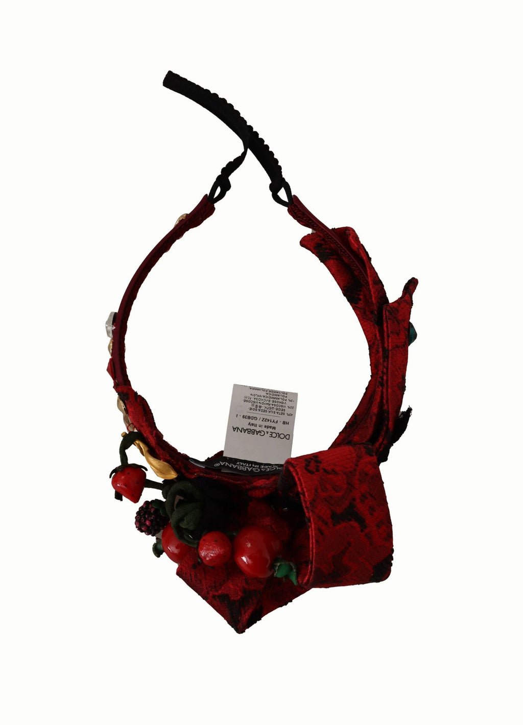 Dolce & Gabbana Cherry Silk Crystal Bow Logo Diadem Tiara Headband by Dolce & Gabbana