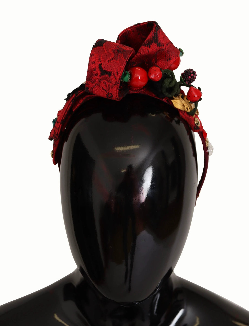 Dolce & Gabbana Cherry Silk Crystal Bow Logo Diadem Tiara Headband by Dolce & Gabbana
