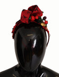 Dolce & Gabbana Cherry Silk Crystal Bow Logo Diadem Tiara Headband by Dolce & Gabbana