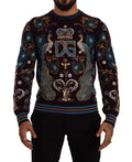 Dolce & Gabbana Bordeaux Cashmere DG Crown Embroidered Sweater by Dolce & Gabbana