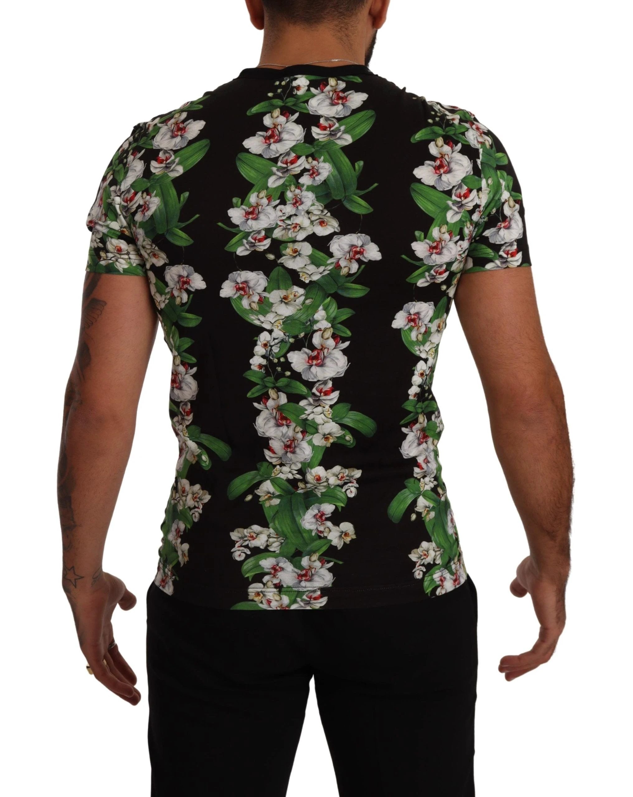 Dolce & Gabbana Black Floral Print Crewneck T-shirt by Dolce & Gabbana