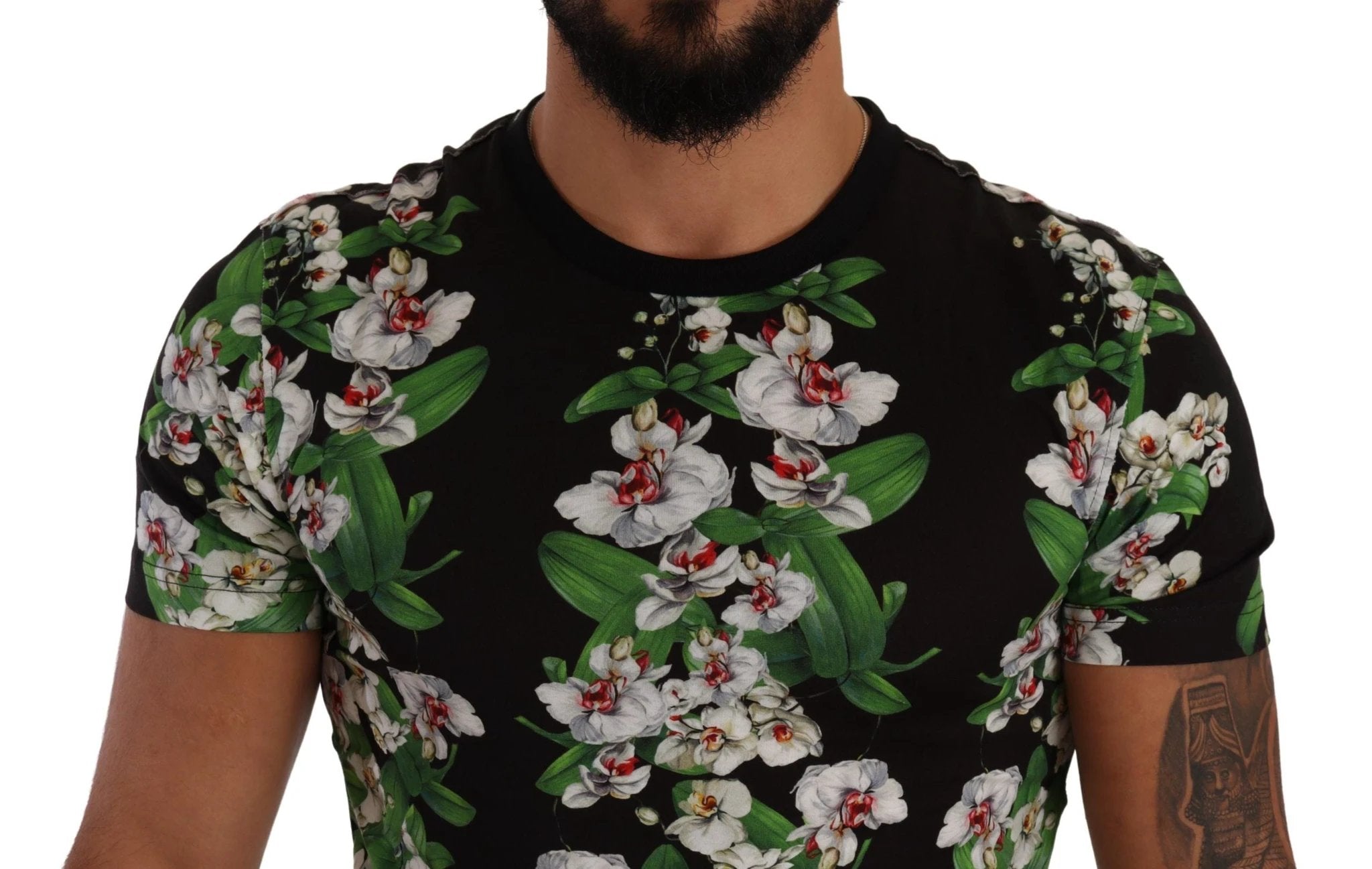 Dolce & Gabbana Black Floral Print Crewneck T-shirt by Dolce & Gabbana