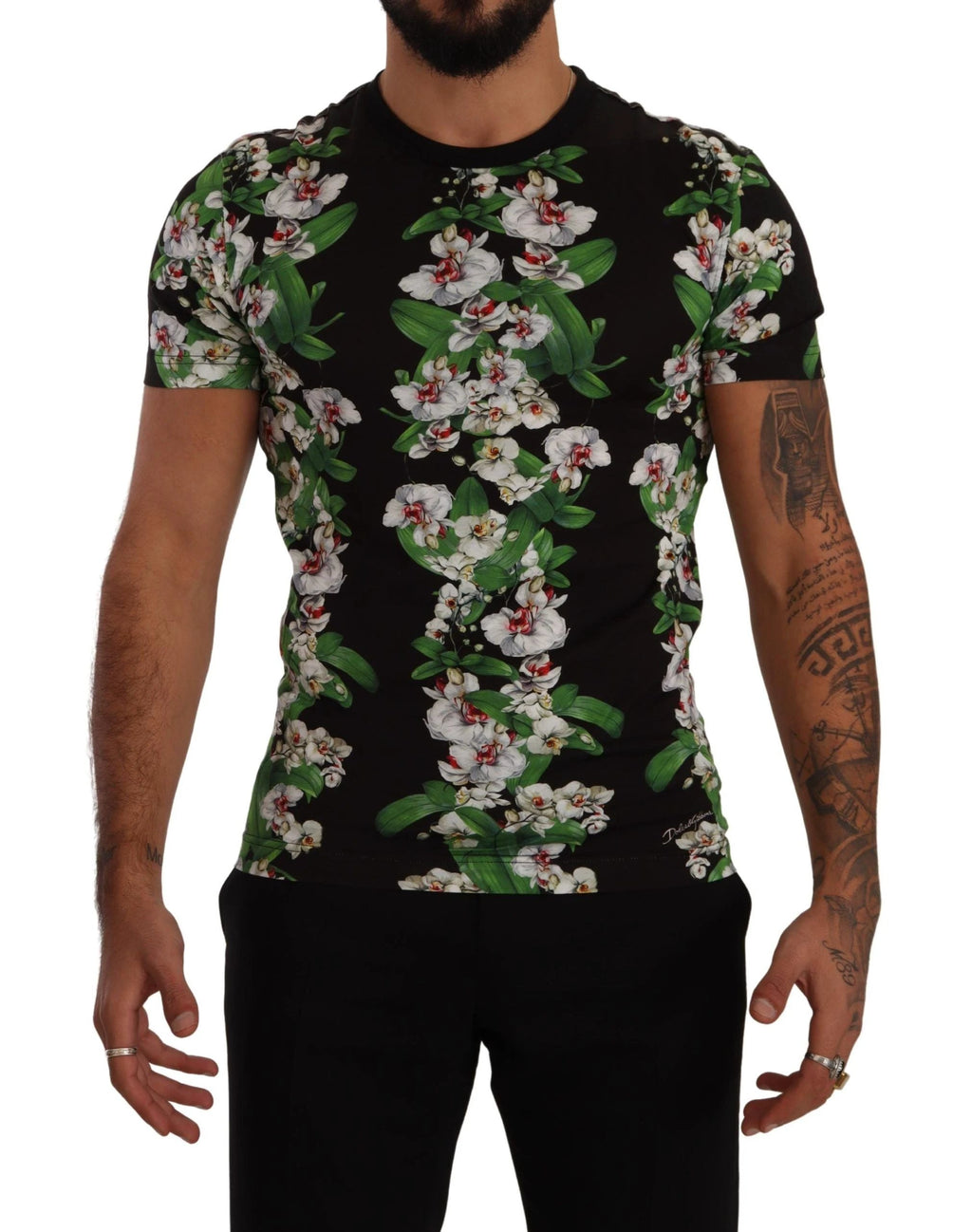 Dolce & Gabbana Black Floral Print Crewneck T-shirt by Dolce & Gabbana