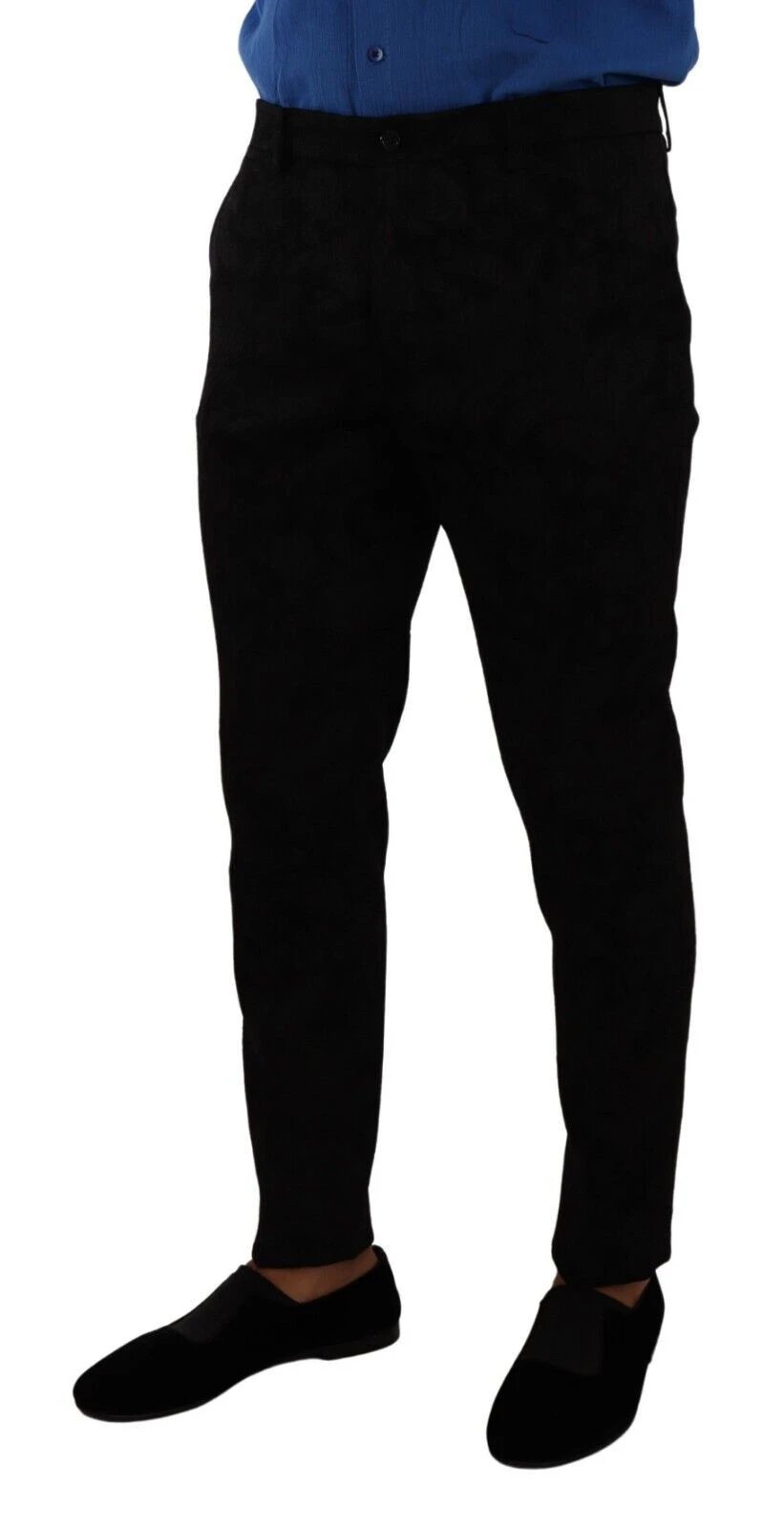Dolce & Gabbana Black Brocade Skinny Formal Trouser Dress Pants by Dolce & Gabbana