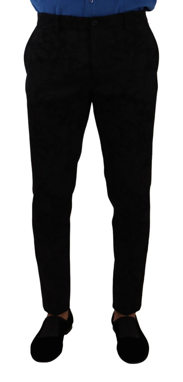 Dolce & Gabbana Black Brocade Skinny Formal Trouser Dress Pants by Dolce & Gabbana