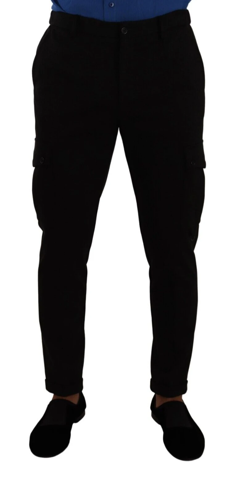 Dolce & Gabbana Black Viscose Skinny Cargo Trouser Pants by Dolce & Gabbana