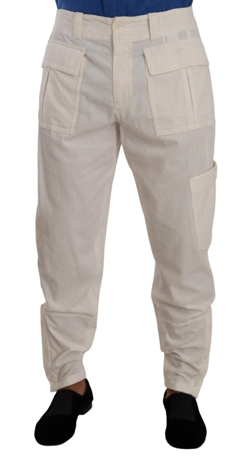 Dolce & Gabbana Off White Cotton Corduroy Cargo Pants by Dolce & Gabbana