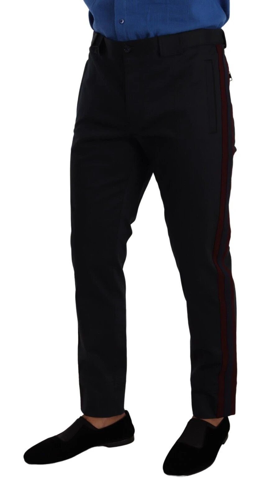 Dolce & Gabbana Blue Bordeaux Cotton Skinny Chino Pants by Dolce & Gabbana