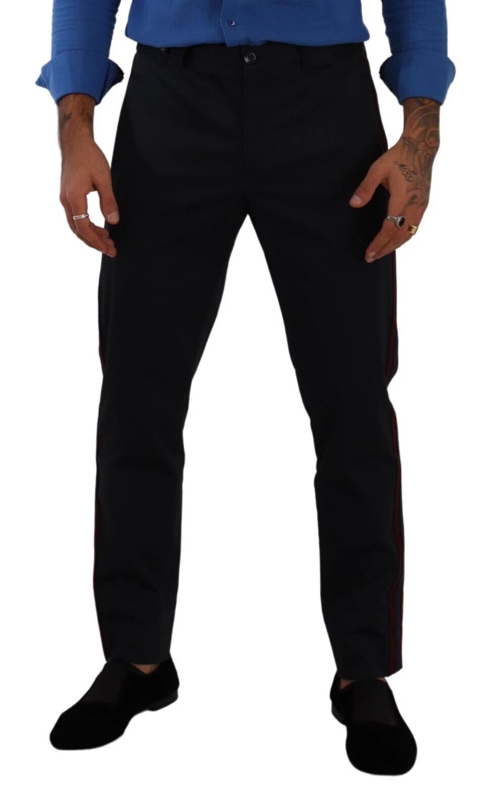 Dolce & Gabbana Blue Bordeaux Cotton Skinny Chino Pants by Dolce & Gabbana