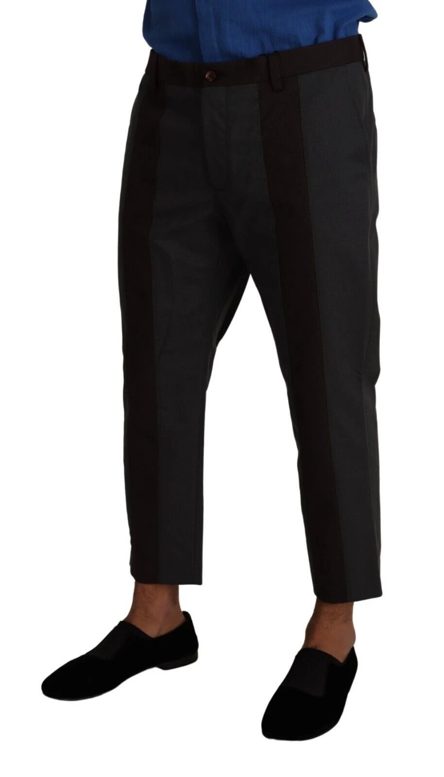 Dolce & Gabbana Gray Bordeaux Striped Cropped Trouser Pants by Dolce & Gabbana
