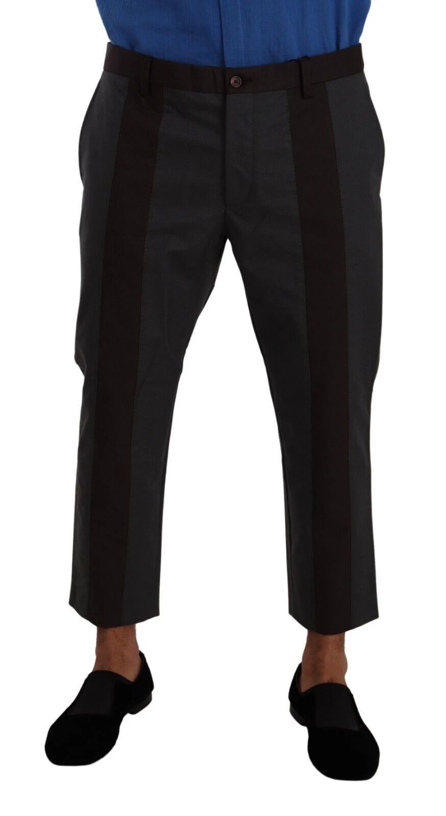 Dolce & Gabbana Gray Bordeaux Striped Cropped Trouser Pants by Dolce & Gabbana