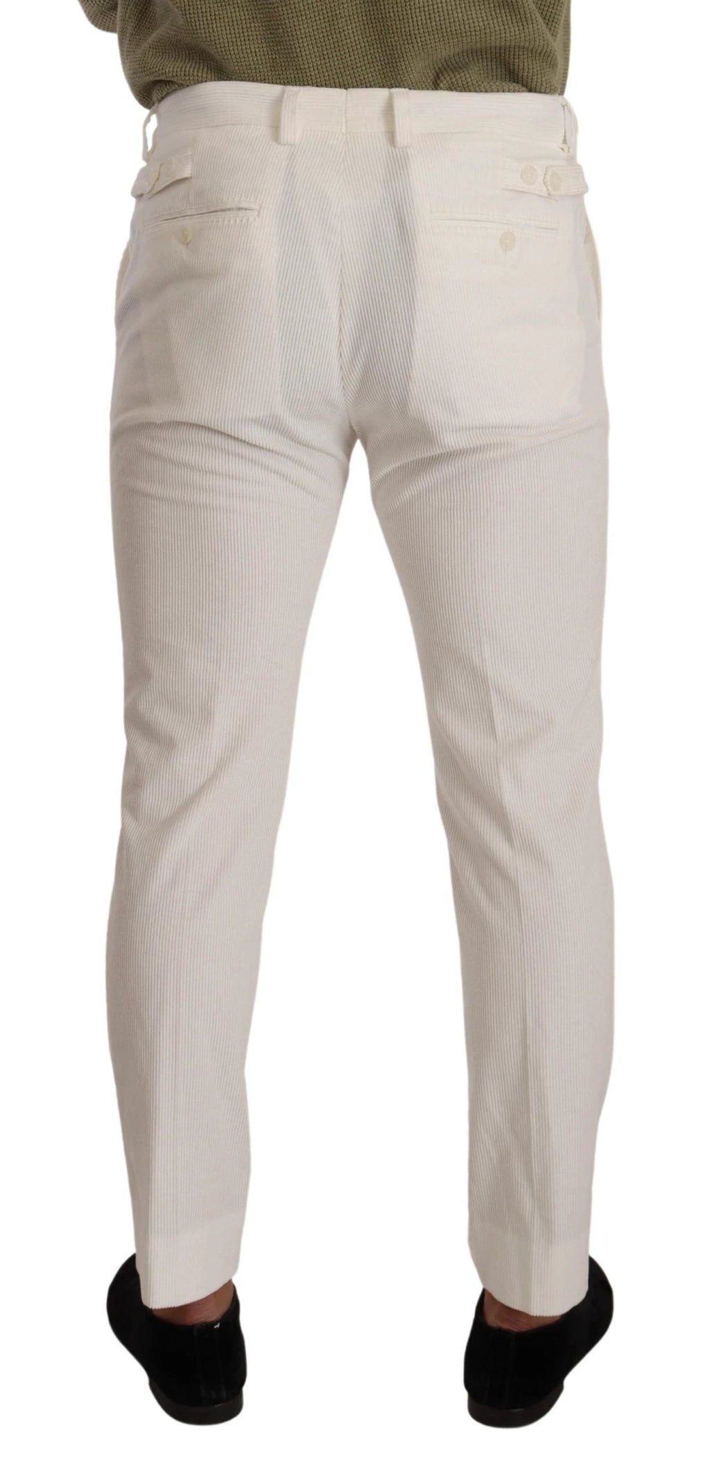 Dolce & Gabbana White Cotton Skinny Corduroy Trouser Pants by Dolce & Gabbana