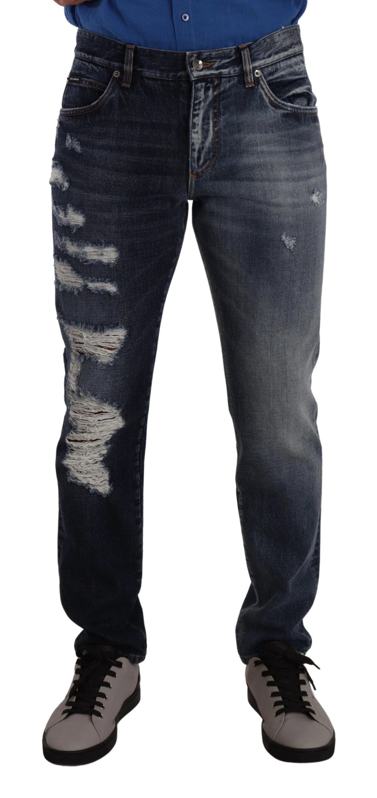 Dolce & Gabbana Blue Cotton Regular Denim Trousers Jeans by Dolce & Gabbana