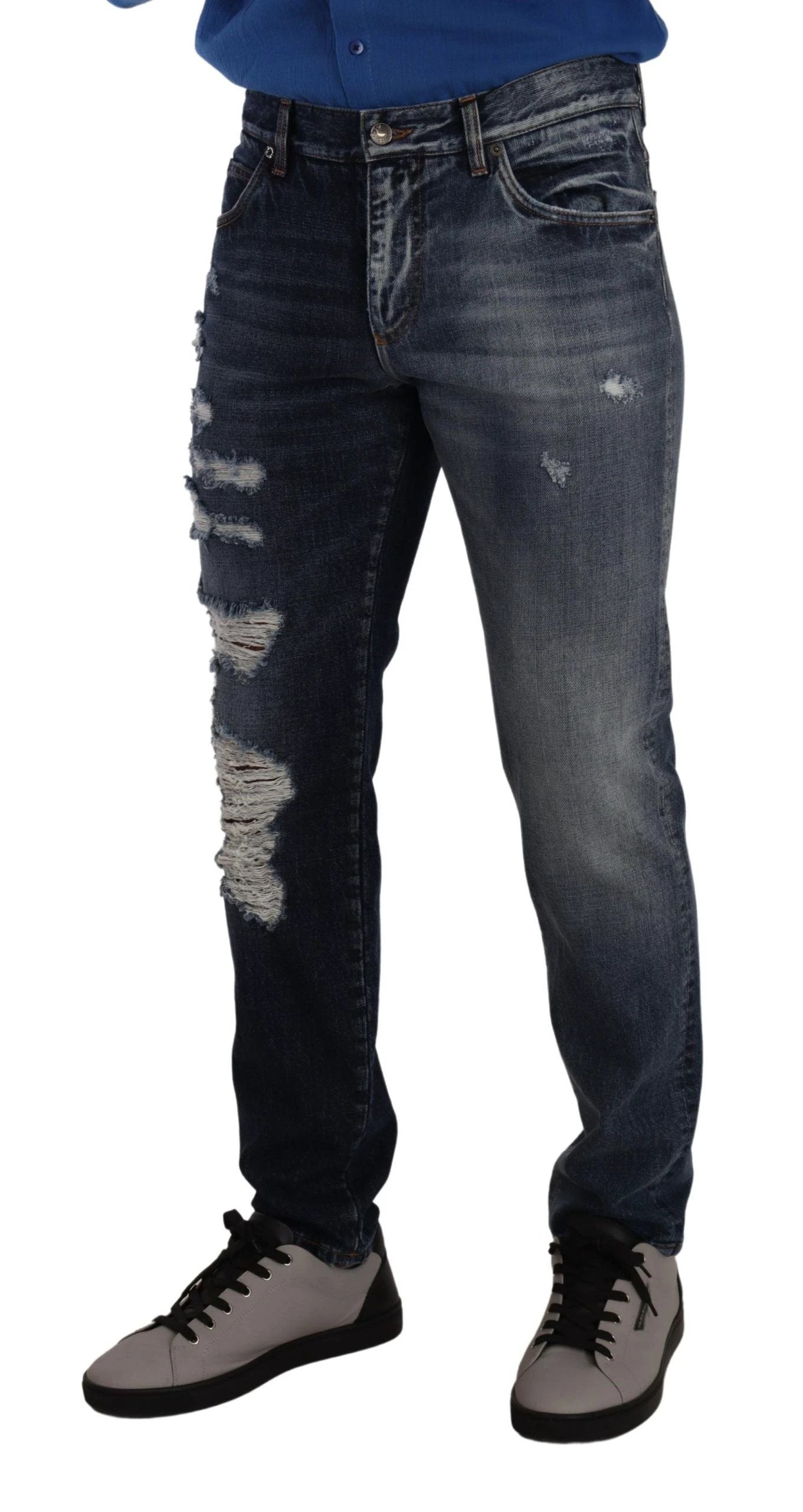 Dolce & Gabbana Blue Cotton Regular Denim Trousers Jeans by Dolce & Gabbana