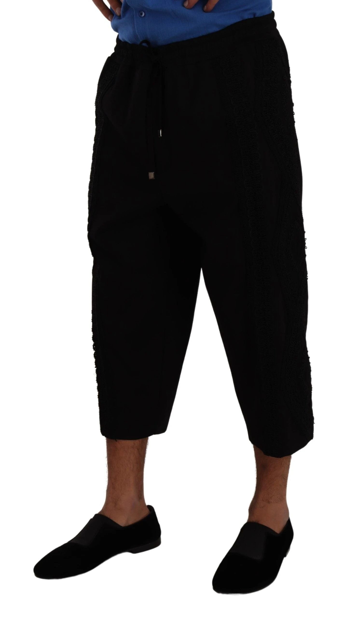 Dolce & Gabbana Black Cotton Torero Sweatpants Shorts Pants by Dolce & Gabbana