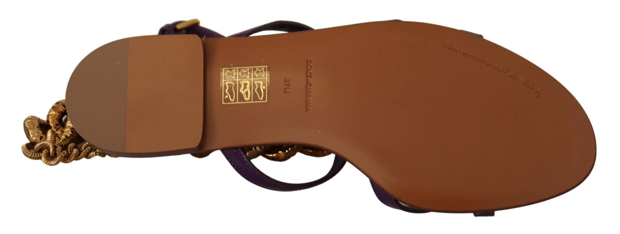 Dolce & Gabbana Purple Leather Devotion Flats Sandals Shoes by Dolce & Gabbana