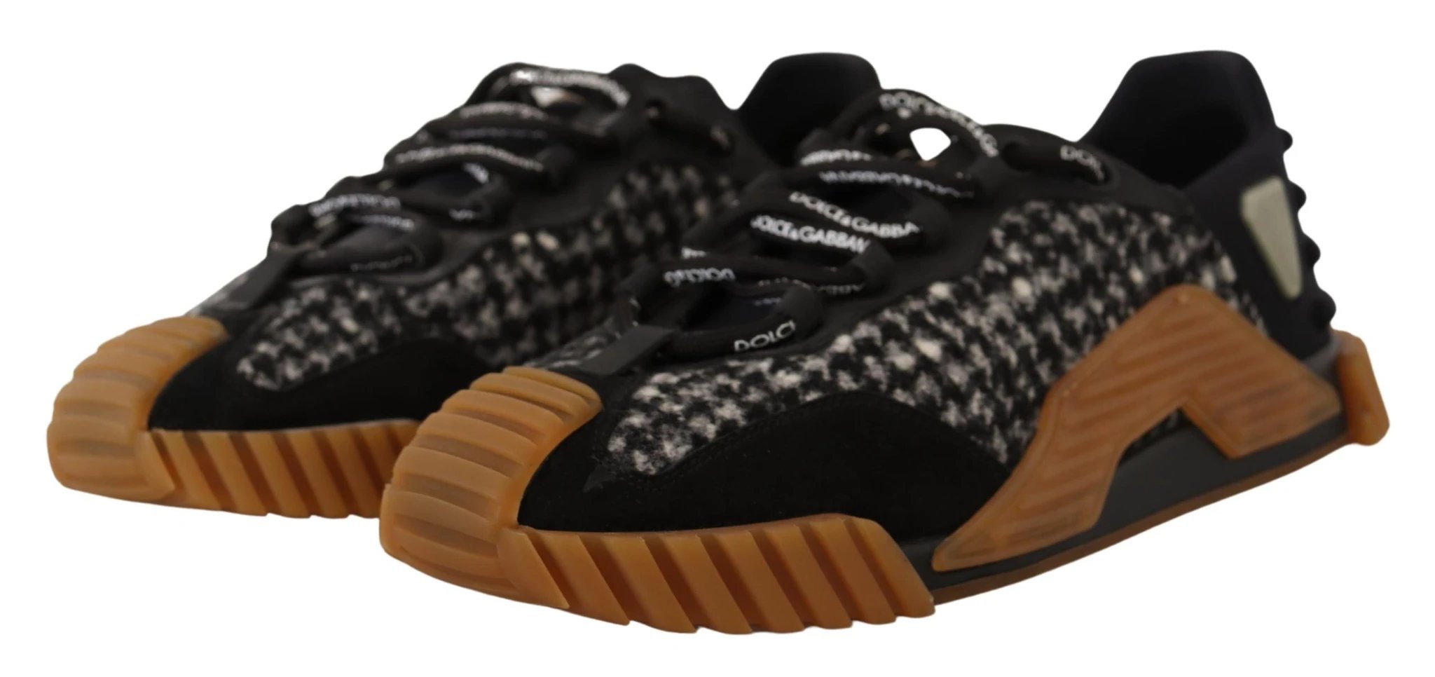 Dolce & Gabbana Black White Fabric Lace Up NS1 Sneakers by Dolce & Gabbana