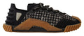Dolce & Gabbana Black White Fabric Lace Up NS1 Sneakers by Dolce & Gabbana