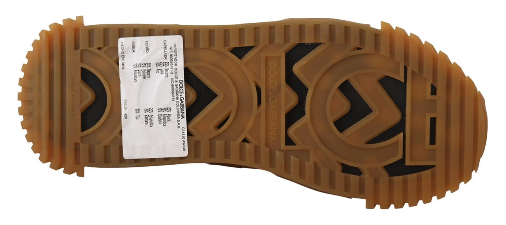 Dolce & Gabbana Black White Fabric Lace Up NS1 Sneakers by Dolce & Gabbana