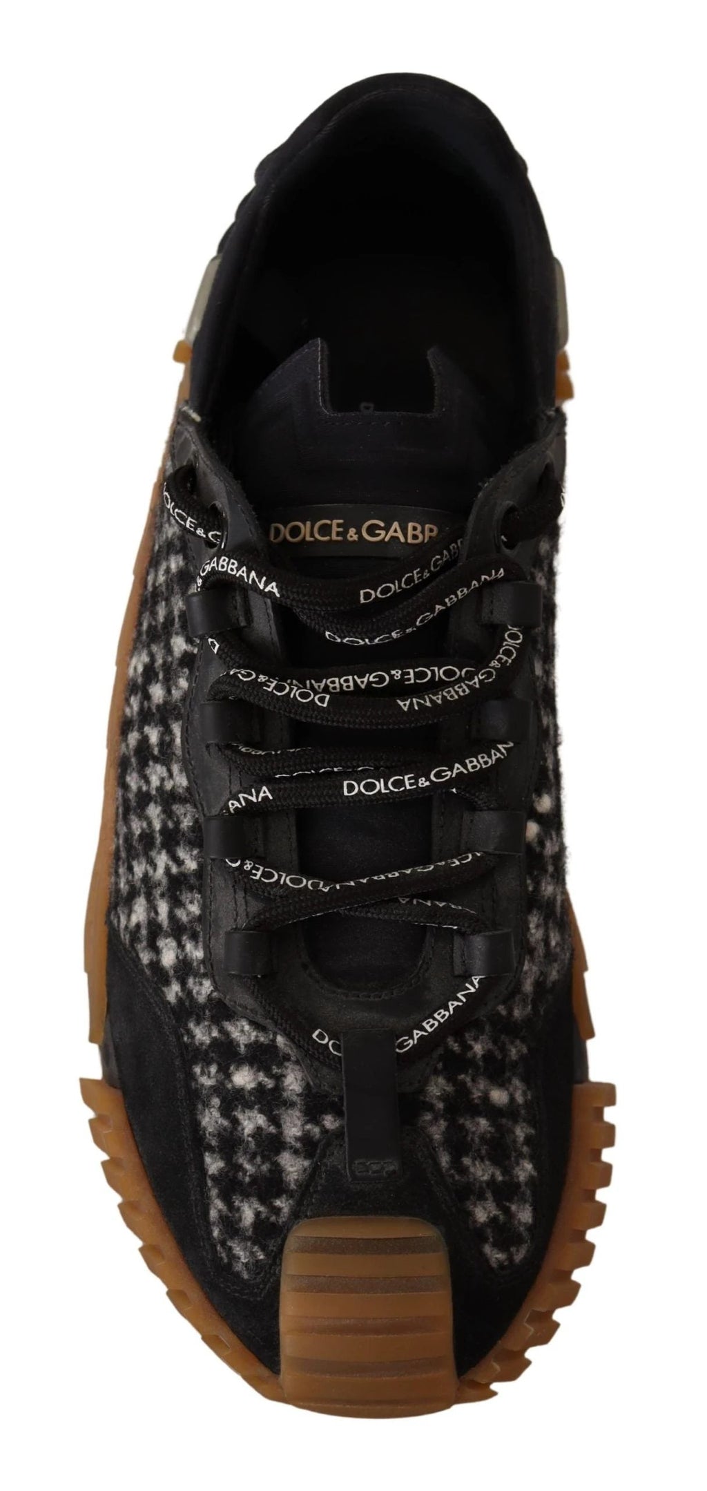 Dolce & Gabbana Black White Fabric Lace Up NS1 Sneakers by Dolce & Gabbana