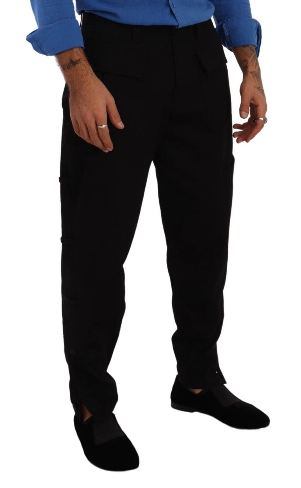Dolce & Gabbana Black Cotton Stretch Tapered Cargo Pants by Dolce & Gabbana