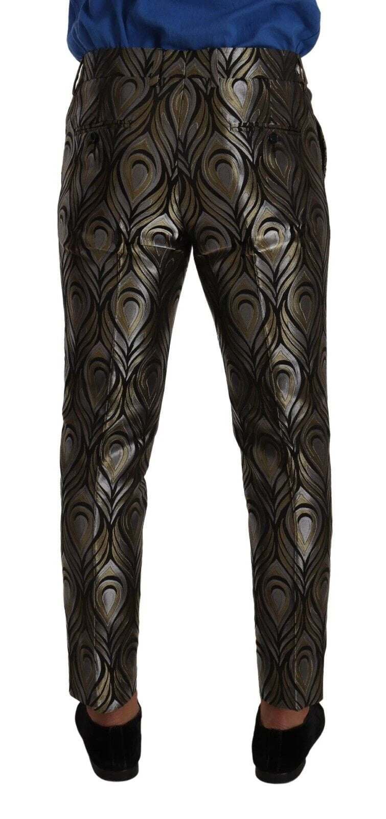 Dolce & Gabbana Silver Gold Jacquard Men Trouser Dress Pants by Dolce & Gabbana