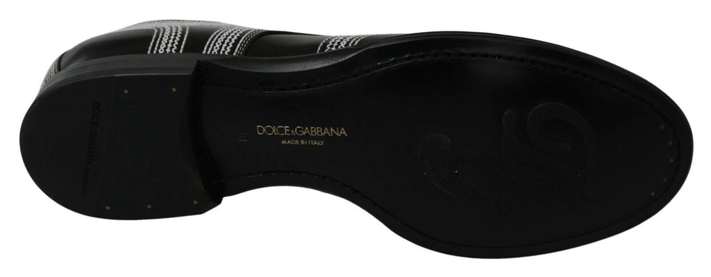 Dolce & Gabbana Black Leather Derby Formal White Lace Shoes by Dolce & Gabbana
