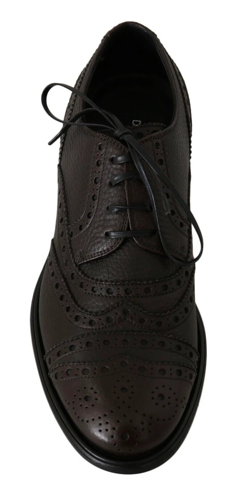 Dolce & Gabbana Brown Leather Wingtip Derby Formal Shoes by Dolce & Gabbana