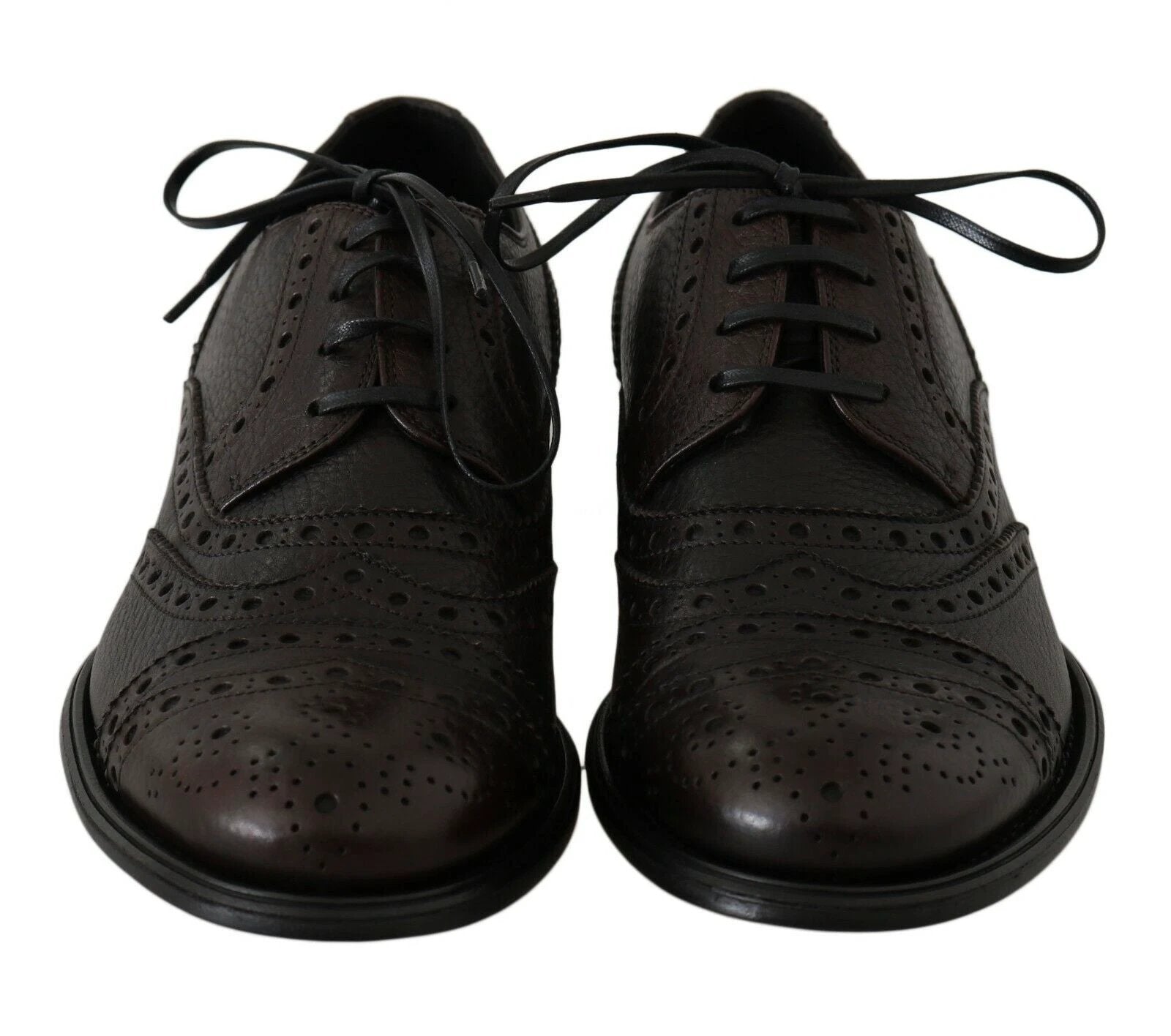 Dolce & Gabbana Brown Leather Wingtip Derby Formal Shoes by Dolce & Gabbana