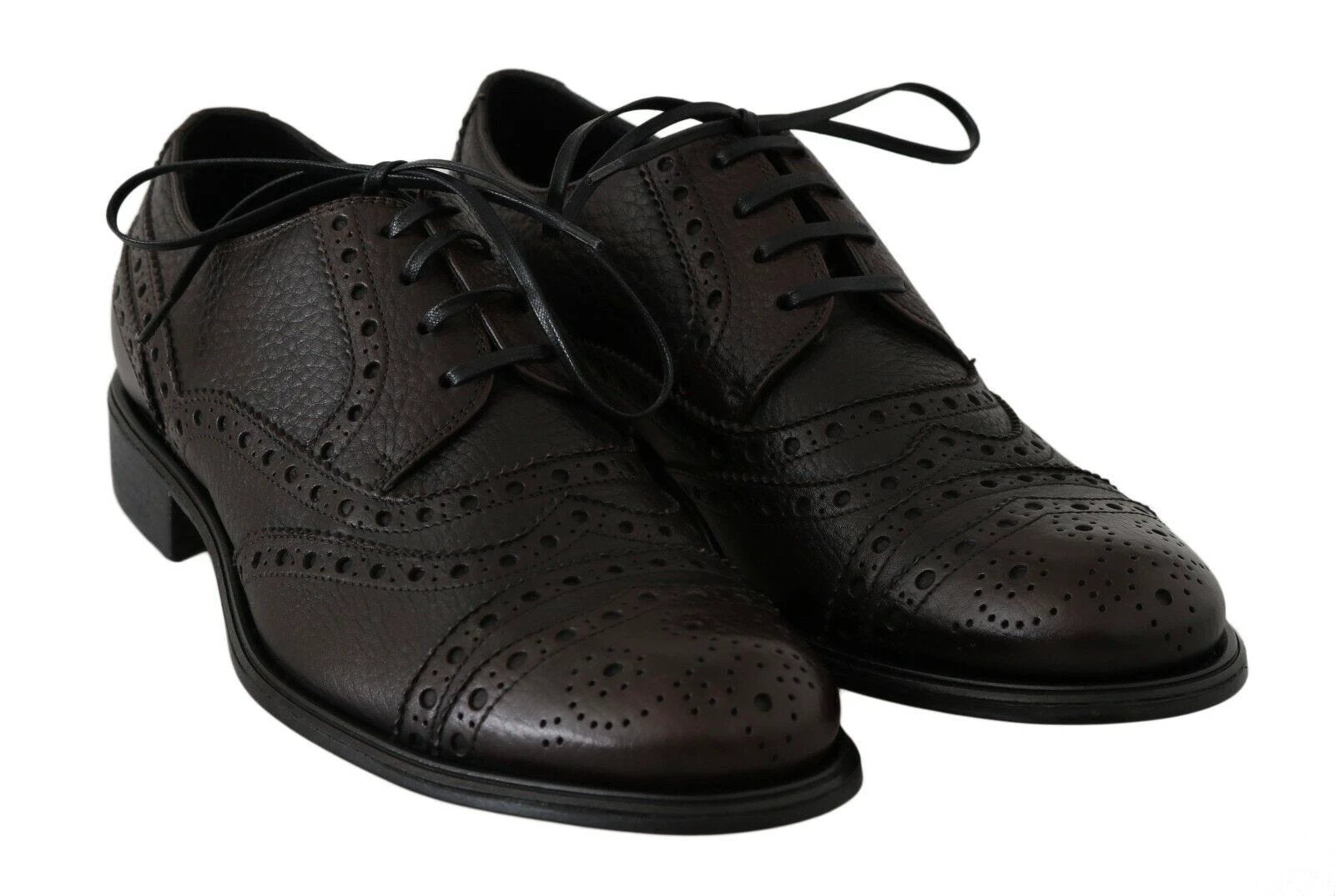 Dolce & Gabbana Brown Leather Wingtip Derby Formal Shoes by Dolce & Gabbana