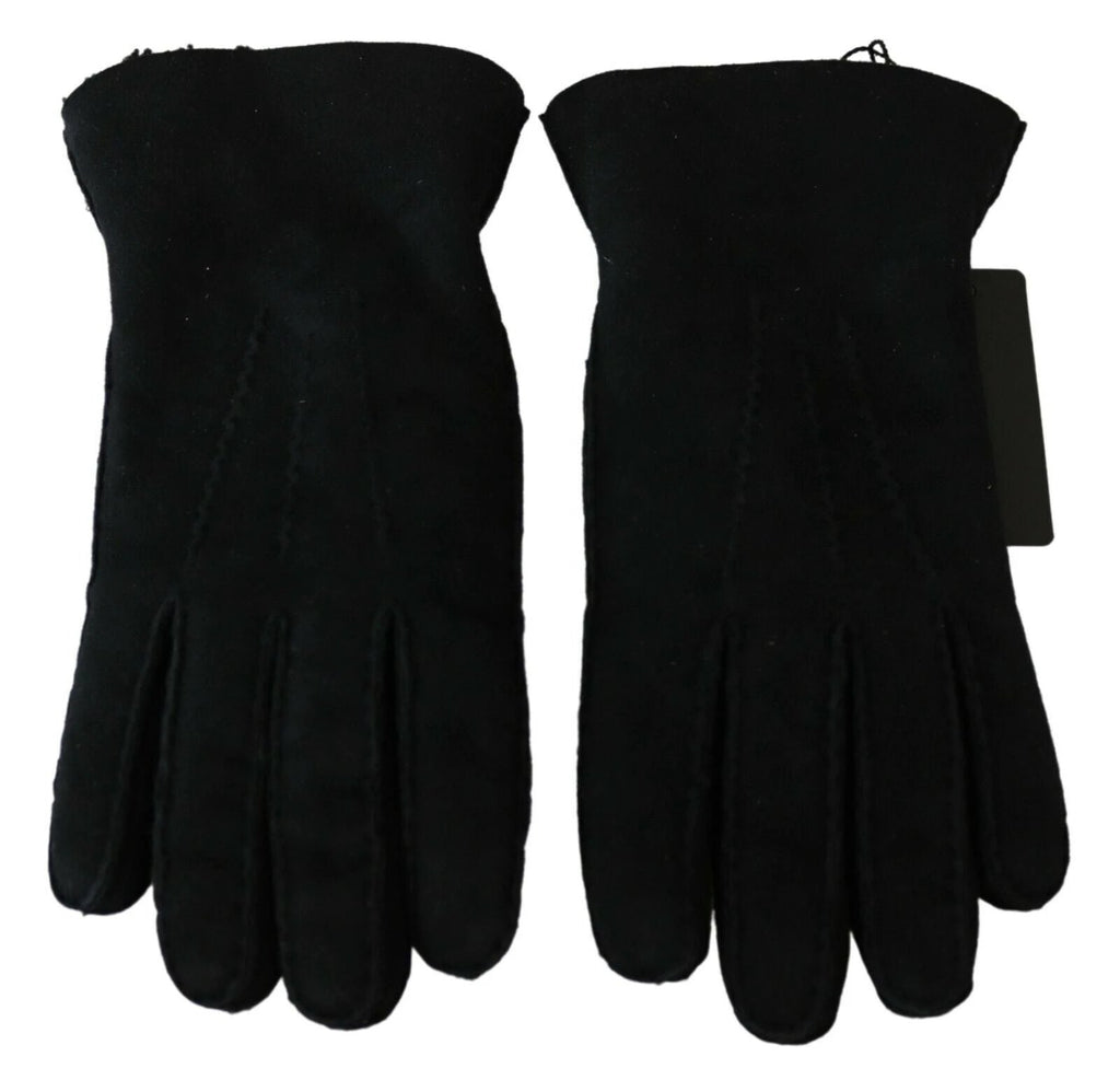 Dolce & Gabbana Black Leather Motorcycle Biker Mitten Gloves by Dolce & Gabbana